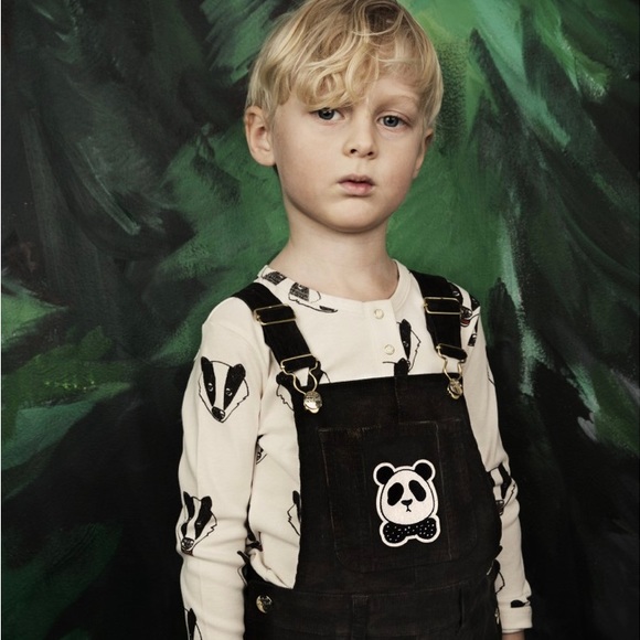 Mini Rodini Designer badger print kids long sleeve button top organic cotton 5-7 - Picture 3 of 12